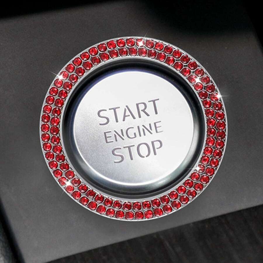 Rhinestone Decor Car One-button Start Sticker - Red - View 1