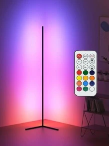160cm120cm角落落地燈適用於客廳臥室帶遙控器,RGB變色情緒燈光,站立的燈可調光現代LED燈帶適用於客廳,遊戲房間北歐風裝飾 - 黑色 - 查看 3