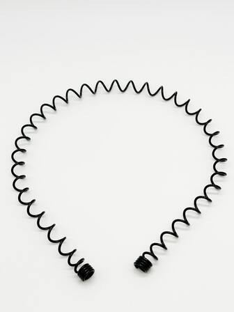 1入組中性不銹鋼髮帶,彈簧形狀,簡約風鍛煉髮箍