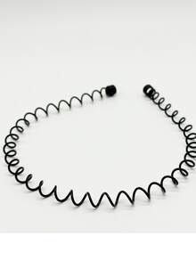 1入組中性不銹鋼髮帶,彈簧形狀,簡約風鍛煉髮箍