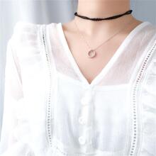 925 Sterling Silver Inlaid Circle Pendant Necklace - High-grade Fashion Sterling Silver Jewelry Chain For Women, Ideal Gift For Girlfriend - necklace - View 7