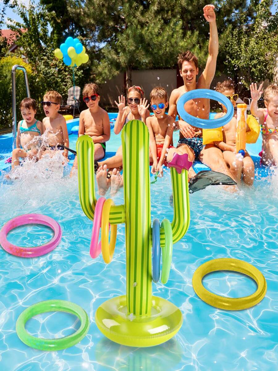 5PCS Outdoor Swimming Pool accessories Inflatable Ring Throwing Ferrule Game Set Floating Pool