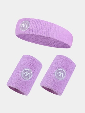 1 pieza con bordado de letra transpirable Diadema deportiva & 2 piezas Protector