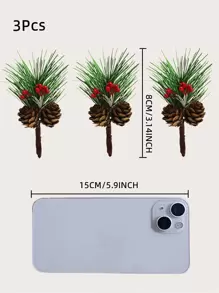 3入組松果針裝飾用品,擬真花裝飾物,禮品裝飾用品 - 彩色 - 查看 3