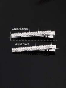 2pcs Rhinestone Decor Alligator Hair Clip Royal Claw Clips Hair Claws Hair Barrettes - Silver - View 6