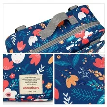 1 pieza Bolsa de pañales azul con patrón de flor impermeable con Tira bandolera & colgante función , perfecto para actividades al aire libre - Azul - Ver 3