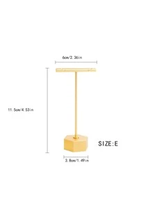 1pc Metal T-Shape Jewelry Display Stand, Earring Necklace Jewelry Organizer Rack - Gold - View 10