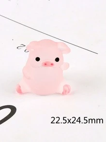 20 piezas/paquete rosado cerdo en forma de luminoso de resina Accesorio para DIY baba Funda para móvil Decoración , crema con 6 mixto estilos