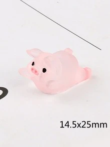 20 piezas/paquete rosado cerdo en forma de luminoso de resina Accesorio para DIY baba Funda para móvil Decoración , crema con 6 mixto estilos