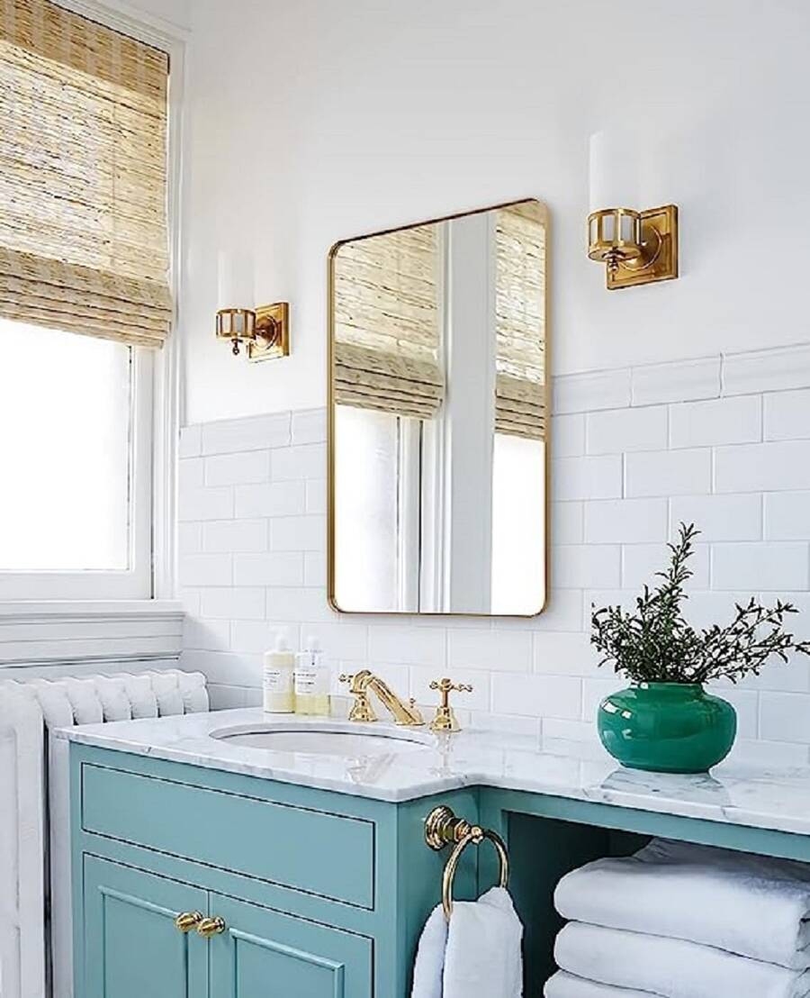 ANDY STAR Bathroom Vanity Mirror, Sleek Rounded Rectangle Mirror for