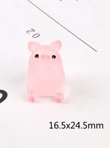 20 piezas/paquete rosado cerdo en forma de luminoso de resina Accesorio para DIY baba Funda para móvil Decoración , crema con 6 mixto estilos