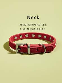 1件装水晶水钻可调节宠物项圈，带牵引绳扣，天鹅绒镶钻狗项圈，小型犬/猫项圈配件 - 紅色 - 查看 5