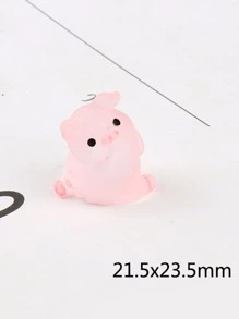 20 piezas/paquete rosado cerdo en forma de luminoso de resina Accesorio para DIY baba Funda para móvil Decoración , crema con 6 mixto estilos
