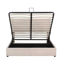 MERAX Upholstered Platform Bed With A Hydraulic Storage System, Queen Size - 米色 - 查看 5