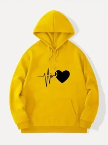 MURAMASA Sudadera con capucha con estampado de corazón - Amarillo - Ver 1
