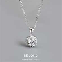 OMID 925純銀雪花項鍊帶鑽石,時髦銀首飾類適用於流行女孩,單鑽石鎖骨項鍊作為A禮品適用於女朋友,配件