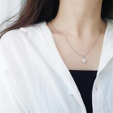 OMID 925純銀雪花項鍊帶鑽石,時髦銀首飾類適用於流行女孩,單鑽石鎖骨項鍊作為A禮品適用於女朋友,配件