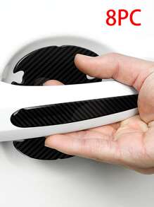 8片装环氧碳纤维门把手保护贴 - 防刮膜套装，通用型，适用于汽车外漆保护 | 汽车配件、汽车外饰配件、汽车保护膜、汽车造型、车辆美容、汽车护理必备品、防刮膜 - 黑色 - 查看 1