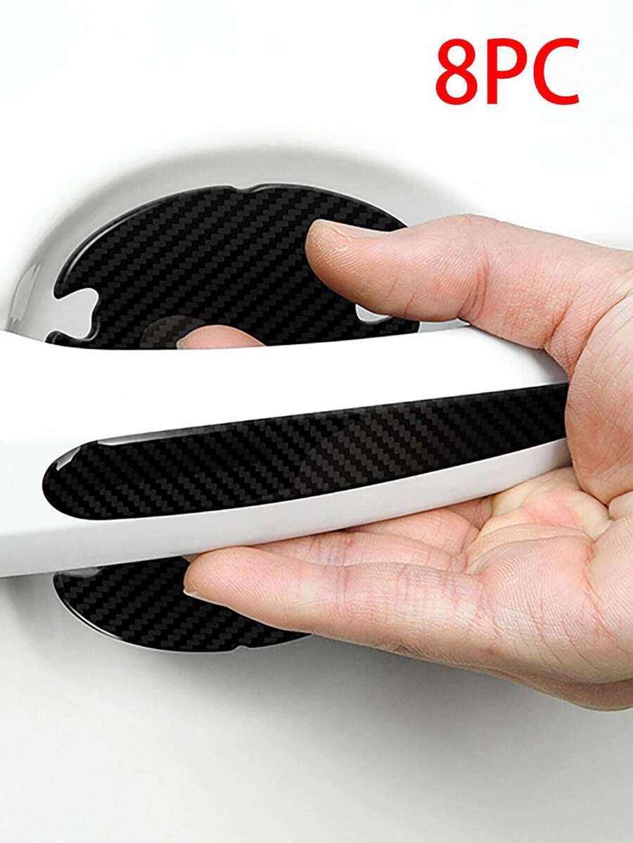 8片装环氧碳纤维门把手保护贴 - 防刮膜套装，通用型，适用于汽车外漆保护 | 汽车配件、汽车外饰配件、汽车保护膜、汽车造型、车辆美容、汽车护理必备品、防刮膜 - 黑色 - 查看 1