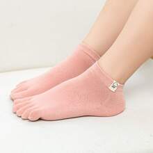 5 pairs of cute label ladies five toe socks women's low boat socks split toes casual socks