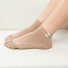 5 pairs of cute label ladies five toe socks women's low boat socks split toes casual socks