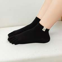 5 pairs of cute label ladies five toe socks women's low boat socks split toes casual socks