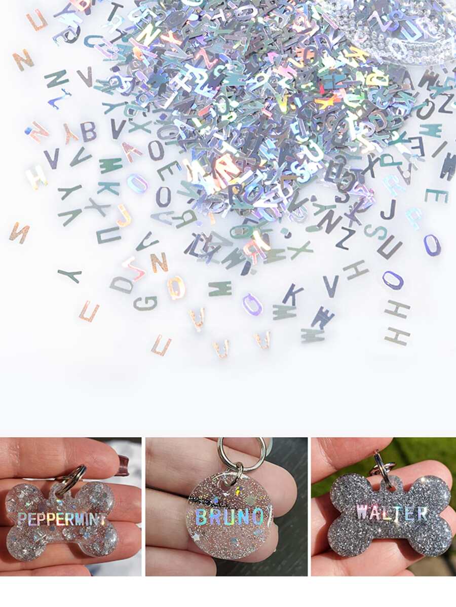 2克/包 闪亮激光 26 英文字母亮片美甲装饰、珠宝吊坠和手工工艺品供应