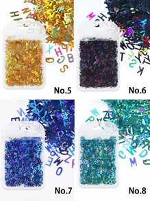 2克/包 闪亮激光 26 英文字母亮片美甲装饰、珠宝吊坠和手工工艺品供应 - 彩色 - 查看 8