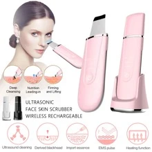 Pink Wireless Charging Touch Control Ultrasonic Skin Scrubber With Blackhead And Pore Cleaning Function, Face Lifting And Tightening Effect, Facial Cleaning Device - Pink - View 2