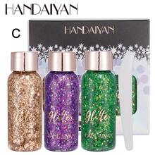 KIPOZI 3 Pack Body Glitter Gel Makeup Face Hair Glitter Mermaid Sequins Holographic Chunky Glitter for Hair & Body Eye Nails Eyeshadow Lasting Sparkling Women Cosmetic - 紫色 - 查看 2