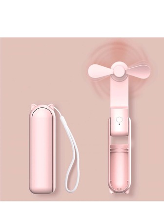 便攜式手持扇,可折疊小扇,迷你手持式扇帶USB可充電1500mAh電池,睫毛扇適合女孩,旅行適合女士,戶外,粉色的