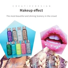 KIPOZI 3 Pack Body Glitter Gel Makeup Face Hair Glitter Mermaid Sequins Holographic Chunky Glitter for Hair & Body Eye Nails Eyeshadow Lasting Sparkling Women Cosmetic - 紫色 - 查看 3