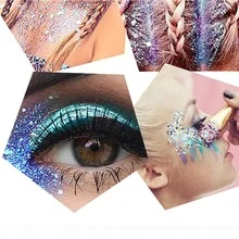 KIPOZI 3 Pack Body Glitter Gel Makeup Face Hair Glitter Mermaid Sequins Holographic Chunky Glitter for Hair & Body Eye Nails Eyeshadow Lasting Sparkling Women Cosmetic - 紫色 - 查看 4