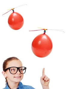 Niños 4 piezas Juguetes globo helicóptero & silbato 2 en 1 volador para fiesta DIY de colores al azar - Multicolor - Ver 2
