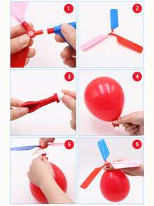 Niños 4 piezas Juguetes globo helicóptero & silbato 2 en 1 volador para fiesta DIY de colores al azar - Multicolor - Ver 4