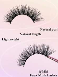 Asiteo 1 Pair 3D Natural False Eyelashes, Fluffy And Soft, Separated Lashes, Lightweight And Natural, Suitable For Daily Wear - Black - View 3