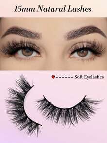Asiteo 1 Pair 3D Natural False Eyelashes, Fluffy And Soft, Separated Lashes, Lightweight And Natural, Suitable For Daily Wear - Black - View 6