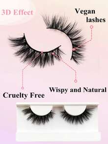 Asiteo 1 Pair 3D Natural False Eyelashes, Fluffy And Soft, Separated Lashes, Lightweight And Natural, Suitable For Daily Wear - Black - View 7