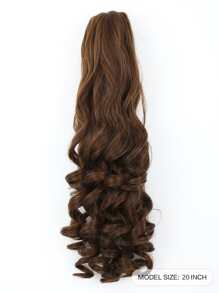 長款小波浪馬尾合成纖維接髮帶爪 - 棕色 - 查看 3