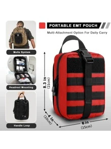 1pc Outdoor Emergency Kit, Empty Kit (Emergency Accessories Are Not Included), First Aid Kit For Emergencies - Red - View 2