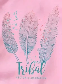 MURAMASA Capucha con estampado de letra con cordón de hombros caídos con forro térmico - Rosa - Ver 6