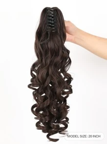 20-24 Inch Long Wavy Synthetic Hair Ponytail Extensions, Claw Clip On, Light Brown Color, Suitable For Women's Daily Wear - Rust Brown - View 5