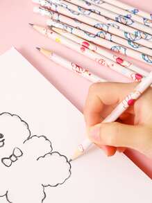10支裝創意卡通盒裝鉛筆ins風格附橡皮擦學生書寫繪畫考試hb鉛筆