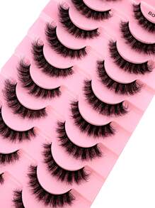 10 Pairs Natural False Eyelashes 3D Faux Mink Lashes Extension Lashes, Beauty - màu đen - Xem 3