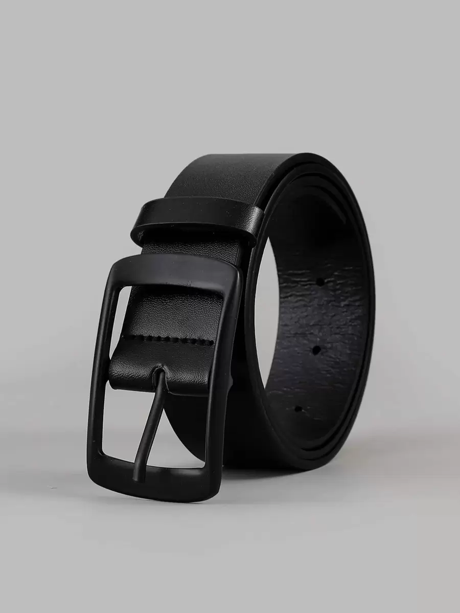 男士电镀黑色宽矩形皮带，日式风格皮带扣，休闲、商务、送给男友、丈夫、父亲等男士的礼物，日常穿着，时尚百搭，适合青少年、户外、度假、运动、旅行、街头、波西米亚风、复古等场合，秋季、万圣节、秋冬季配饰，适合青少年、青年、男士，休闲、户外、运动、度假、毕业礼物、生日礼物、日常穿着。