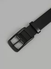 男士电镀黑色宽矩形皮带，日式风格皮带扣，休闲、商务、送给男友、丈夫、父亲等男士的礼物，日常穿着，时尚百搭，适合青少年、户外、度假、运动、旅行、街头、波西米亚风、复古等场合，秋季、万圣节、秋冬季配饰，适合青少年、青年、男士，休闲、户外、运动、度假、毕业礼物、生日礼物、日常穿着。