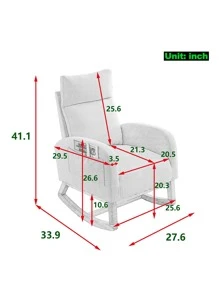 Rocking Chair Modern Accent Chair, Teddy Glider Rocker with High Backrest Side Pocket & Rubber Wood Legs, Rocking Accent Armchair for Living Room - 米色 - 查看 4