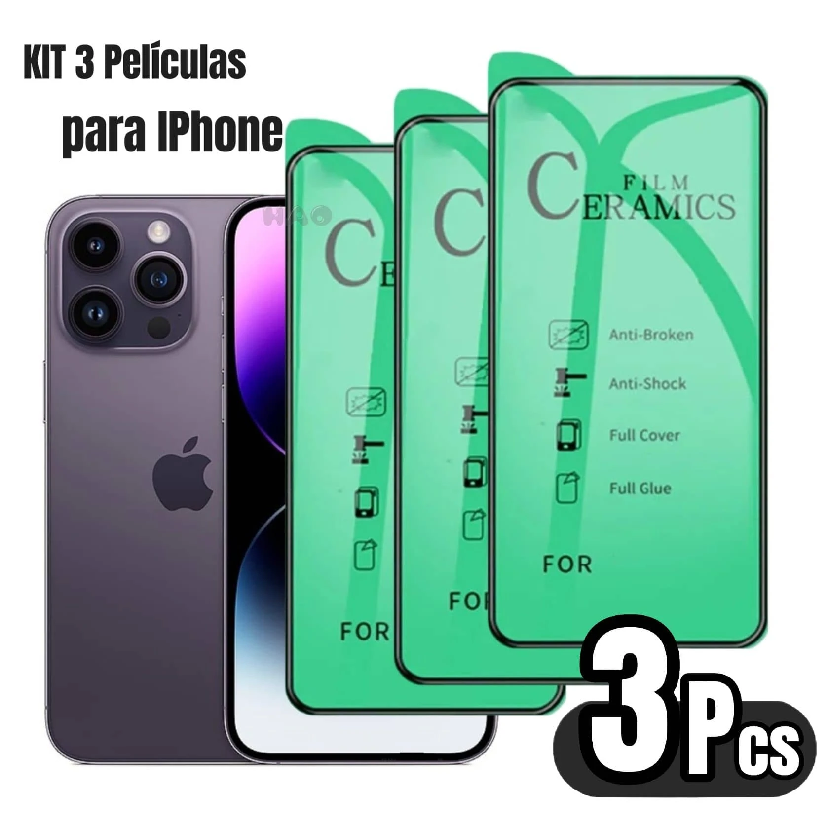 Kit 3 Películas em 1 Peças Película De Cerâmica 3D/9D Toda Não Quebra Celular Tela Apple Pelicula Telefone Compatível Para IPhone 6 7Plus 7 8 Plus Se IPhone7 8Plus IPhone6 6Plus 6sPlus IPhone8 IPhone11 Pro IPhone12 Pro IPhone13 Pro IPhone14 IPhone15 IPhone16 Pro X Xr Xs Max 11 ProMax 12/13/14/15/16 Pro Max