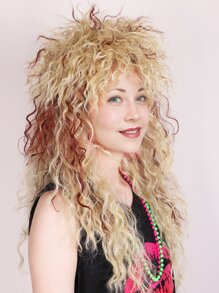 長捲髮金發紅棕色80年代搖滾風格女式假髮 - 彩色 - 查看 5