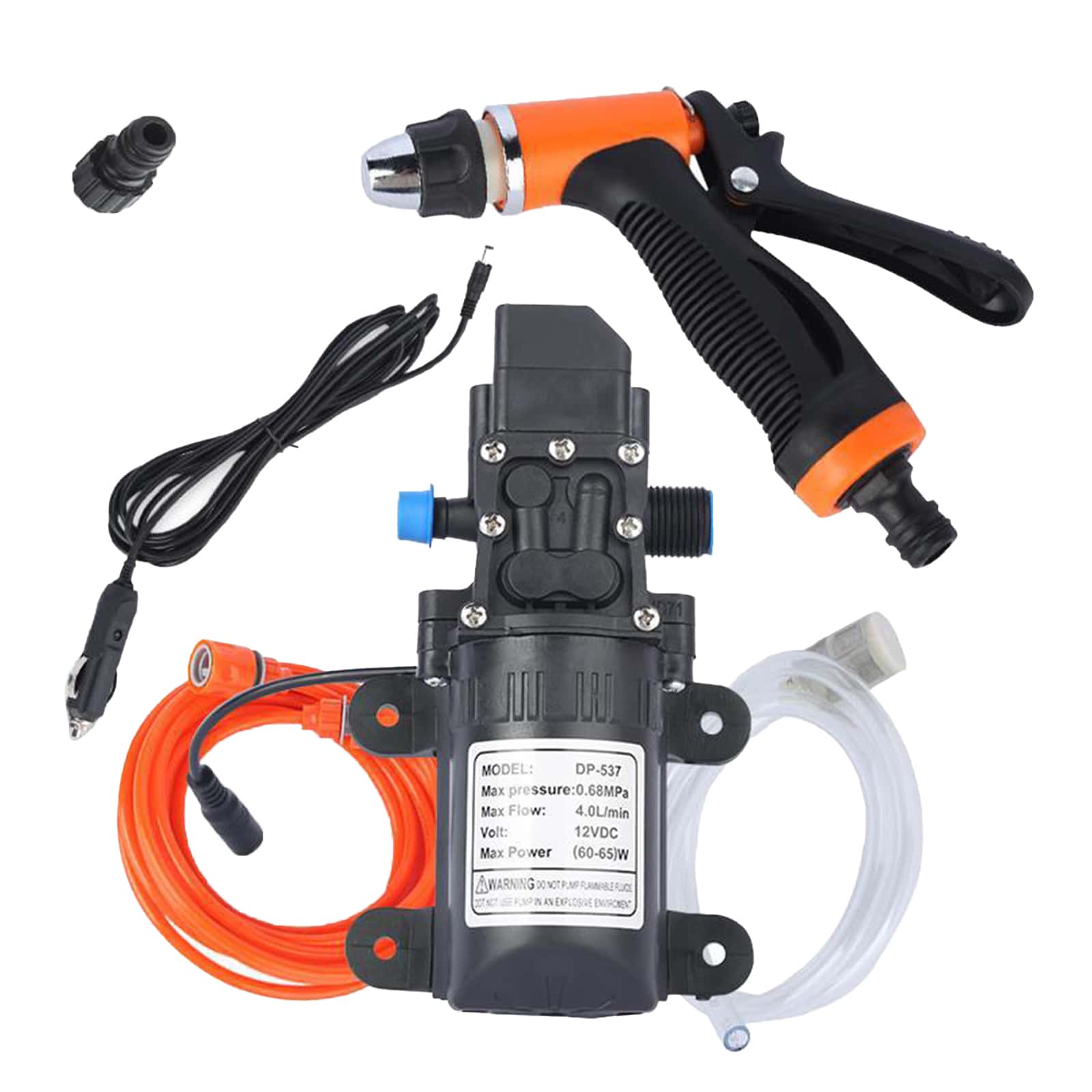 High Pressure Washer Car Wash Sprayer Gun, 12V Car Washer Gun Water Pump Pressure Cleaner Mini Portable Self-Priming Electric Washing Machine for Auto Detailing, Car Washing - 黑色 - 查看 1